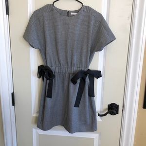 ZARA Trafaluc  gray dress plaid black bow ties